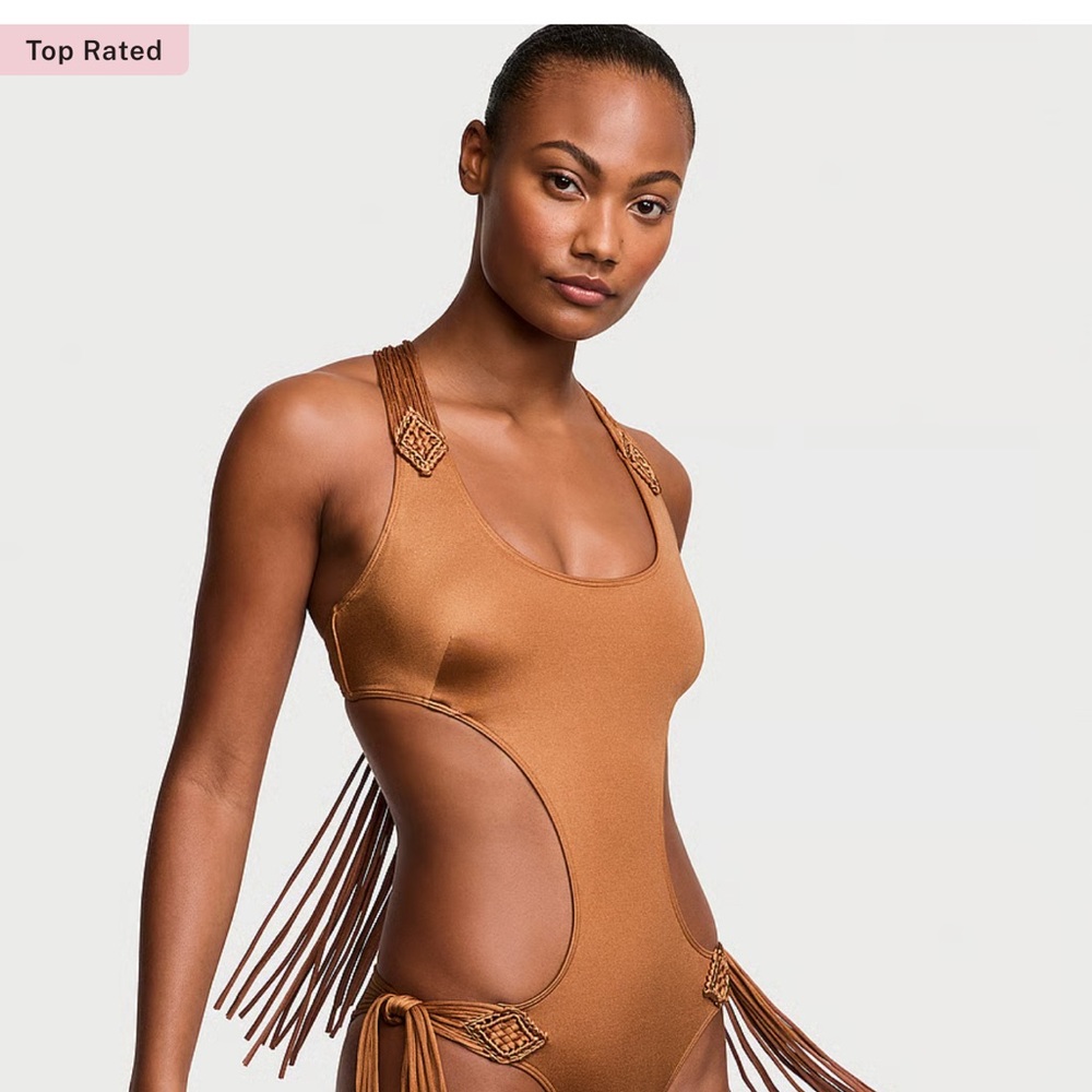 NWT Archives Victoria Secrets fringe macrame one piece swimsuit size XL only
